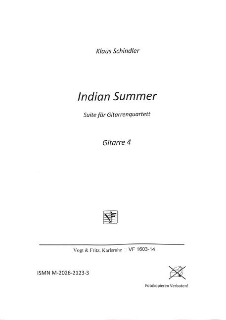 Indian Summer für 4 Gitarren, Bass