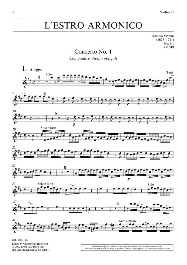 Konzert D-Dur op.3,1 RV549