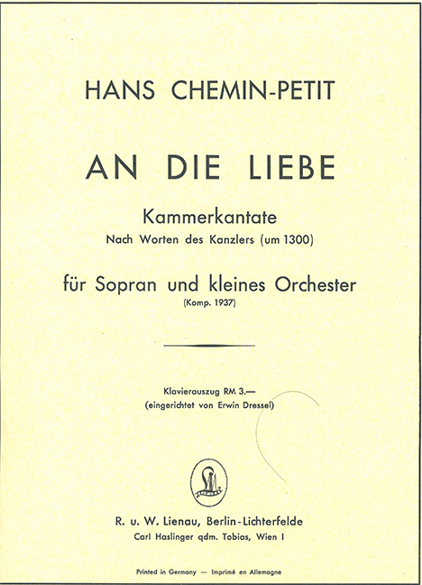 An die Liebe für Sopran und kleines Orchester
