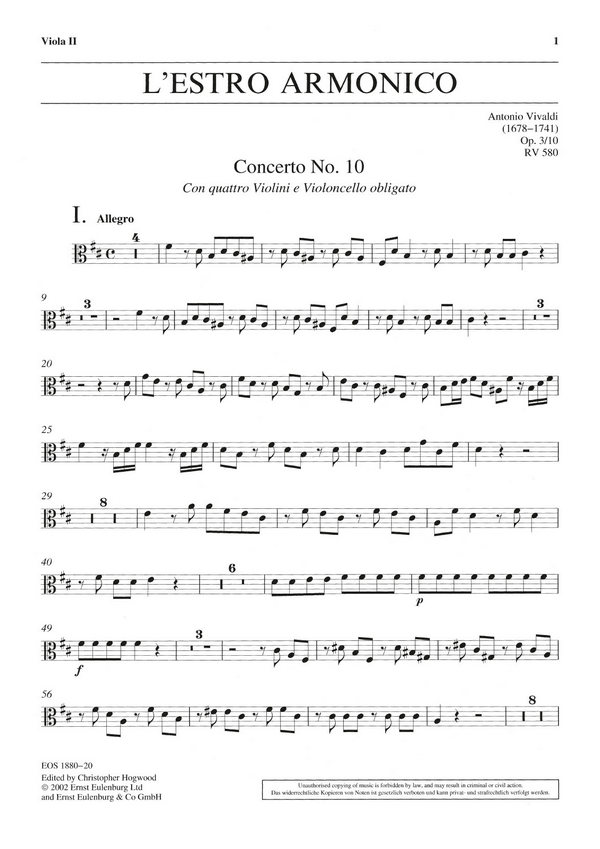 Konzert h-Moll L'Estro Armonico op.3,10 RV580