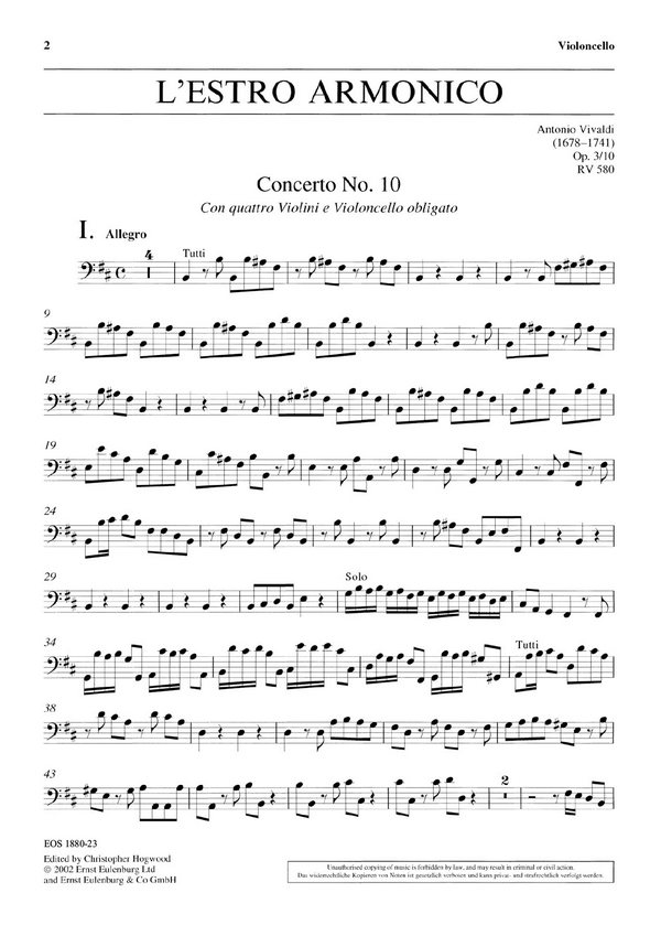 Konzert h-Moll L'Estro Armonico op.3,10 RV580
