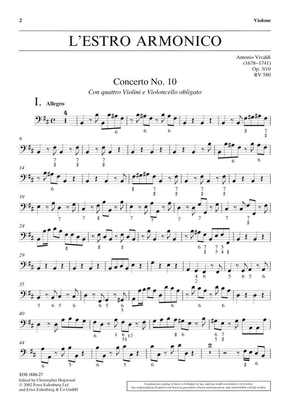 Konzert h-Moll L'Estro Armonico op.3,10 RV580