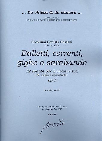 Balletti, correnti, gighe e sarabande op.1