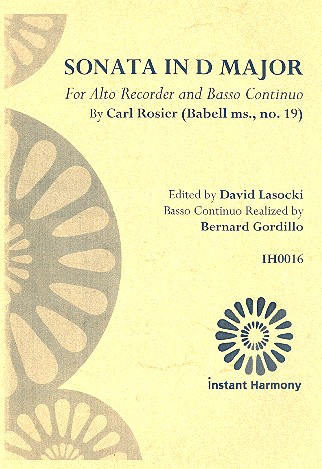 Sonata in D Major for alto recorder and Bc