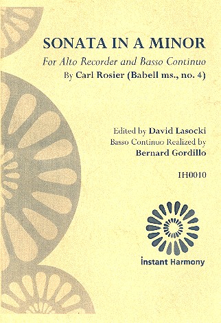 Sonata in a Minor for alto recorder and Bc