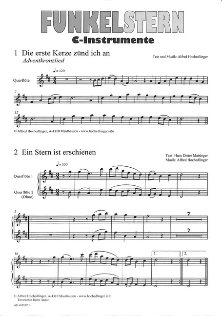 Funkelstern für Gesang (Chor unisono)