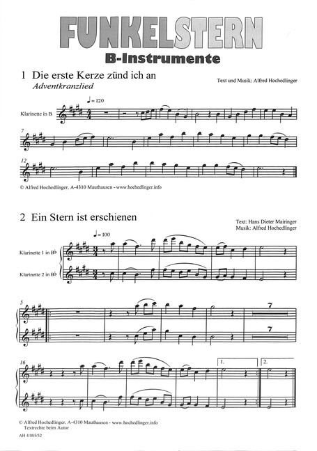 Funkelstern für Gesang (Chor unisono)