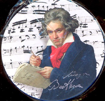 Untersetzer aus Metall/Kork 9 x 2 cm Beethoven