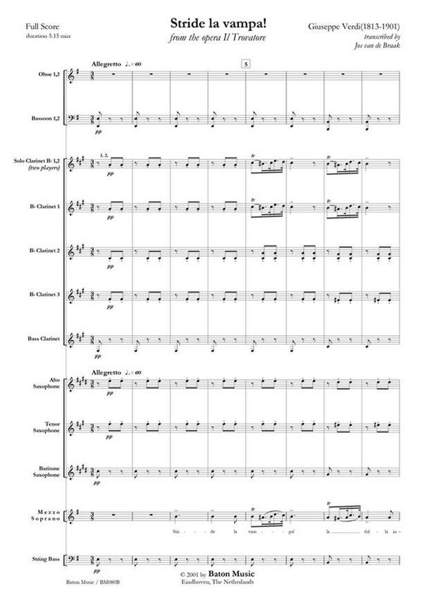 Giuseppe Verdi, Stride la vampa! from the Opera Il Trovatore