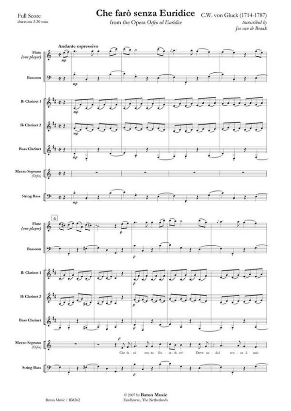 Christoph Willibald Gluck, Che farò senza Euridice