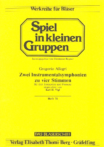 2 Instrumentalsymphonien zu 4 Stimmen