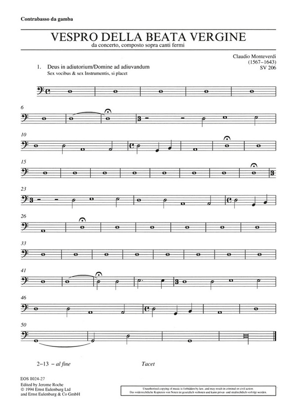 Monteverdi, Claudio, Vespro della Beata Vergine SV 206
