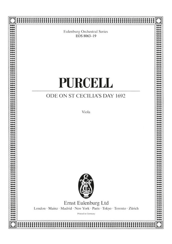 Purcell, Henry, Ode on St. Cecilia's Day 1692