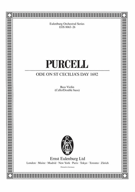 Purcell, Henry, Ode on St. Cecilia's Day 1692