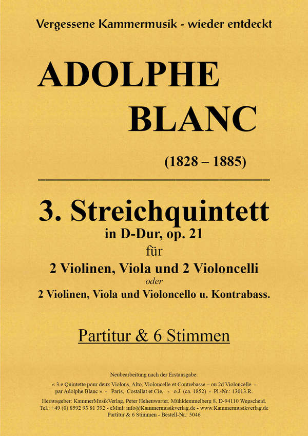 Streichquintett m.Kb D-Dur  Nr.3 op.21