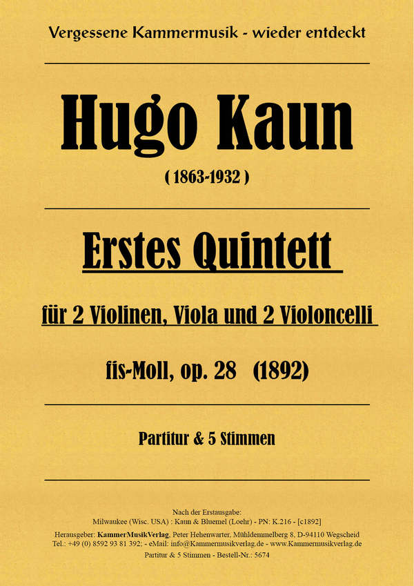 Quintett fis-Moll op.28