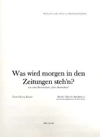 Was wird morgen in den Zeitungen steh'n