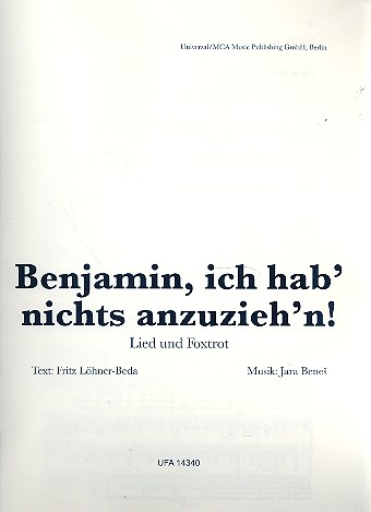 Benjamin ich hab nichts anzuzieh'n