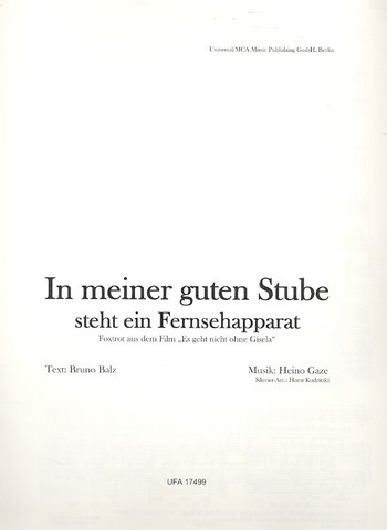 In meiner guten Stube steht ein Fernsehapparat: