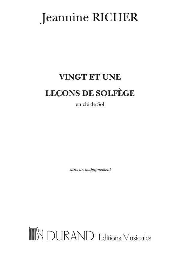Richer  21 Lecons Solfege Sans Accompagnement