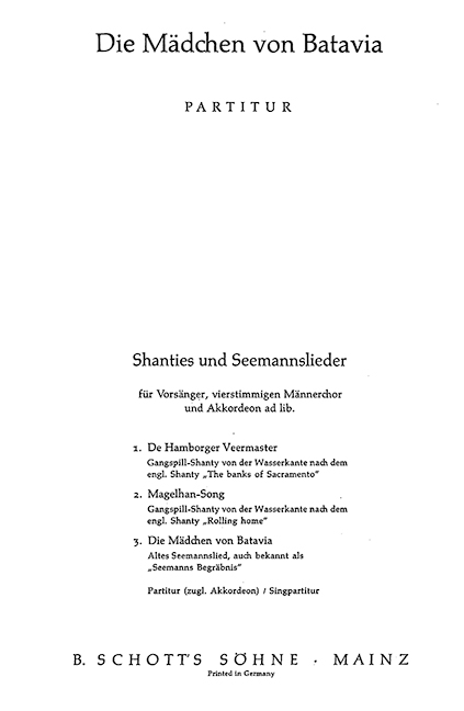 Drei Shanties und Seemannslieder