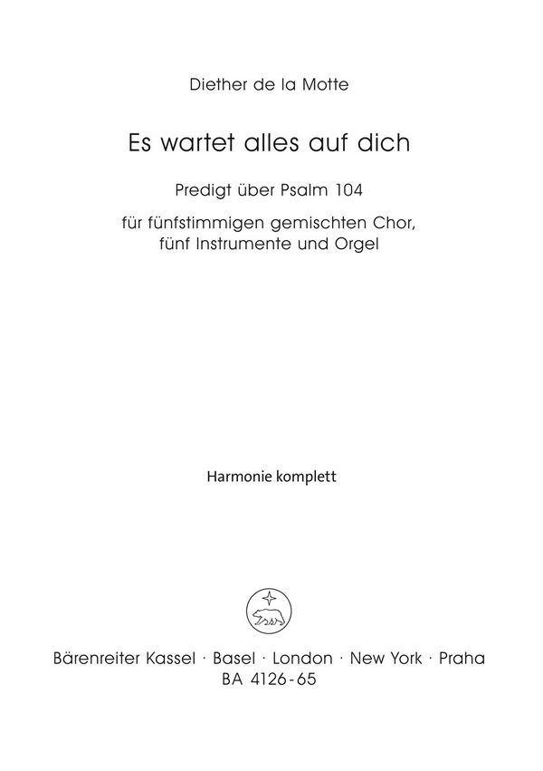 Motte, Diether de la Es wartet alles auf dich