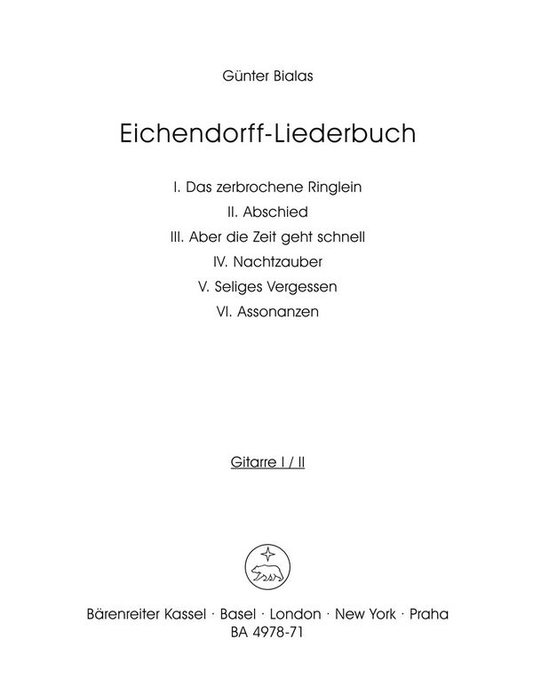 Eichendorff-Liederbuch , Teil I - VI