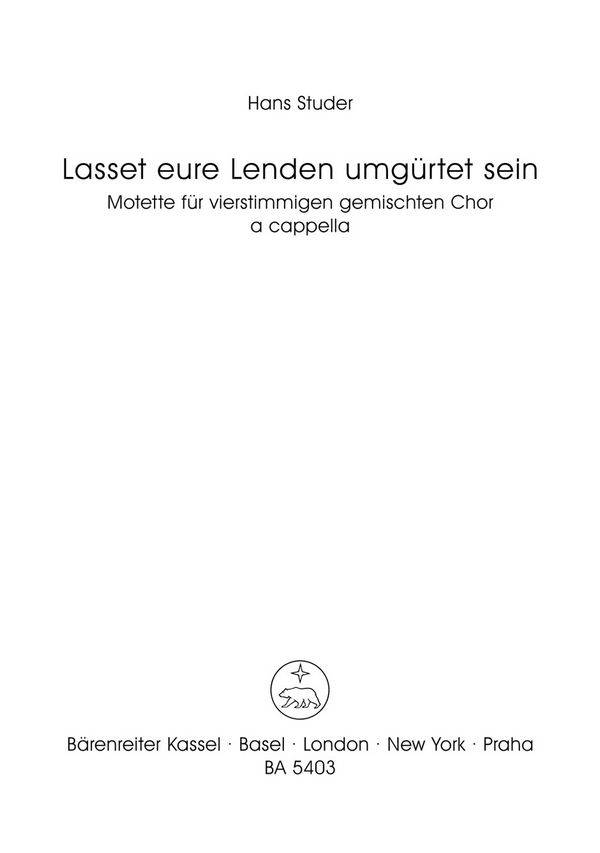 Lasset eure Lenden umgürtet sein