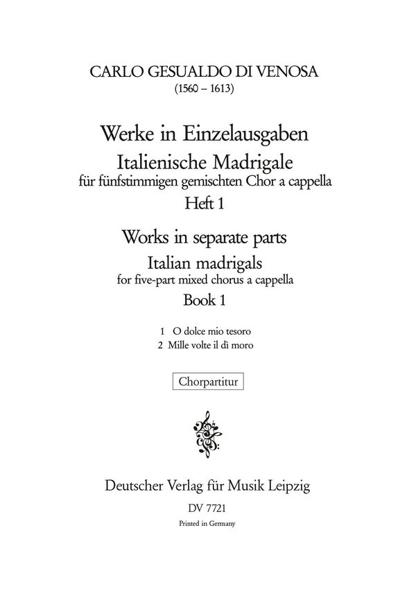 Italienische Madrigale, Heft 1