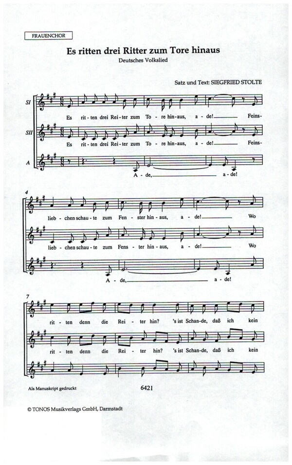 Es ritten drei Ritter zum Tore hinaus