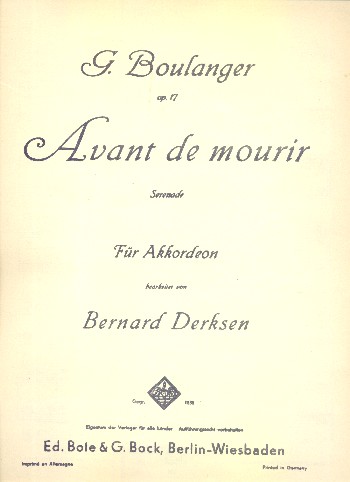 Avant de mourir op. 17
