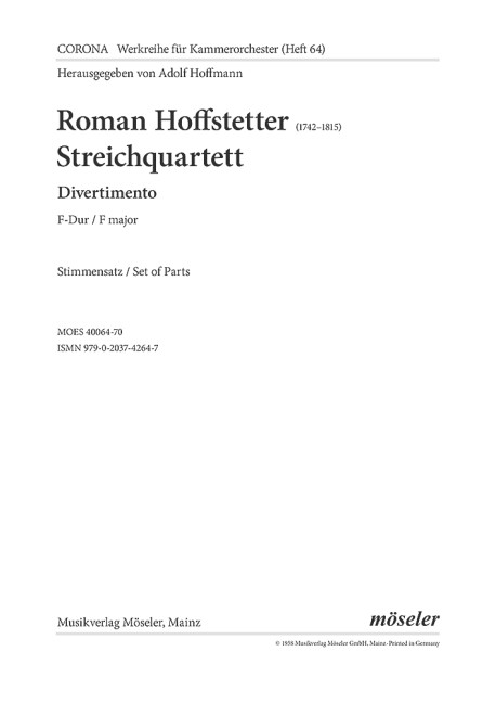 Hoffstetter, Roman Quartett F-Dur