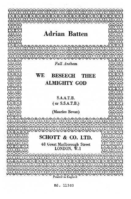 Batten, Adrian We beseech thee almighty Lord