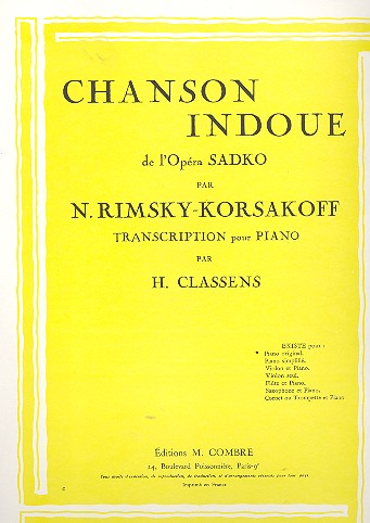 Chanson indoue de l'opéra Sadko