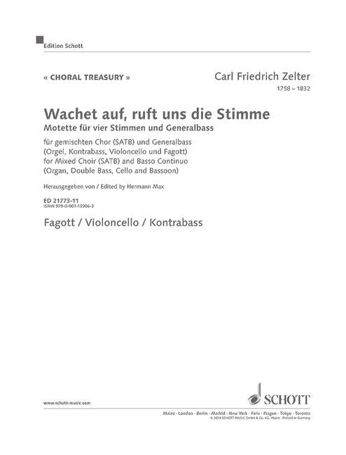 Zelter, Carl Friedrich: Wachet auf, ruft uns die Stimme