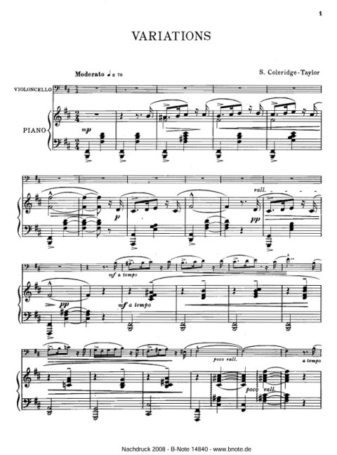 Variationen für Cello und Klavier h-Moll
