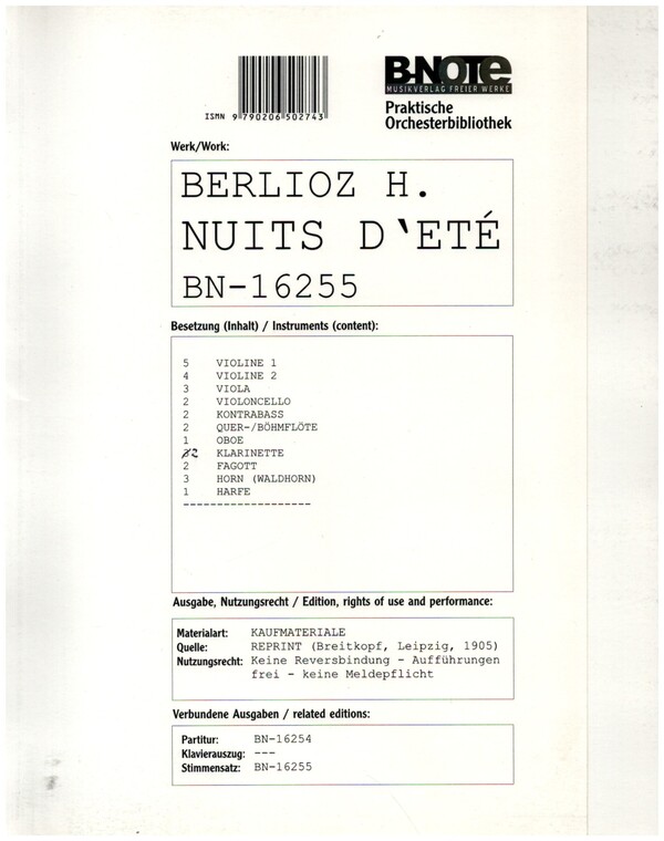 Les nuits d'été op.7