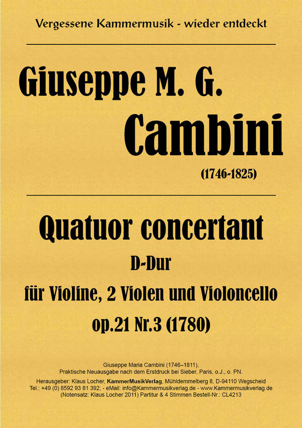 Quatuor concertant D-Dur op.21,3
