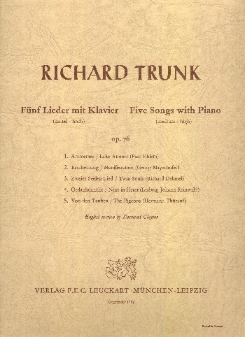 5 Lieder mit Klavier op.76