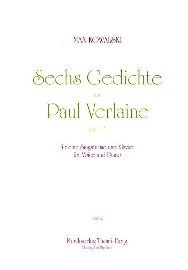 6 Gedichte von Paul Verlaine op.13