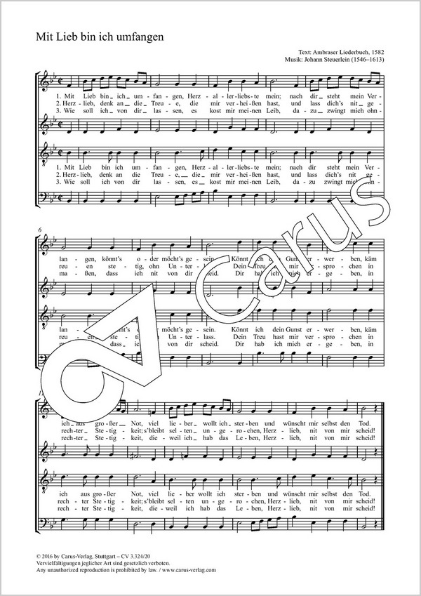 Steuerlein, Johann Mit Lieb bin ich umfangen