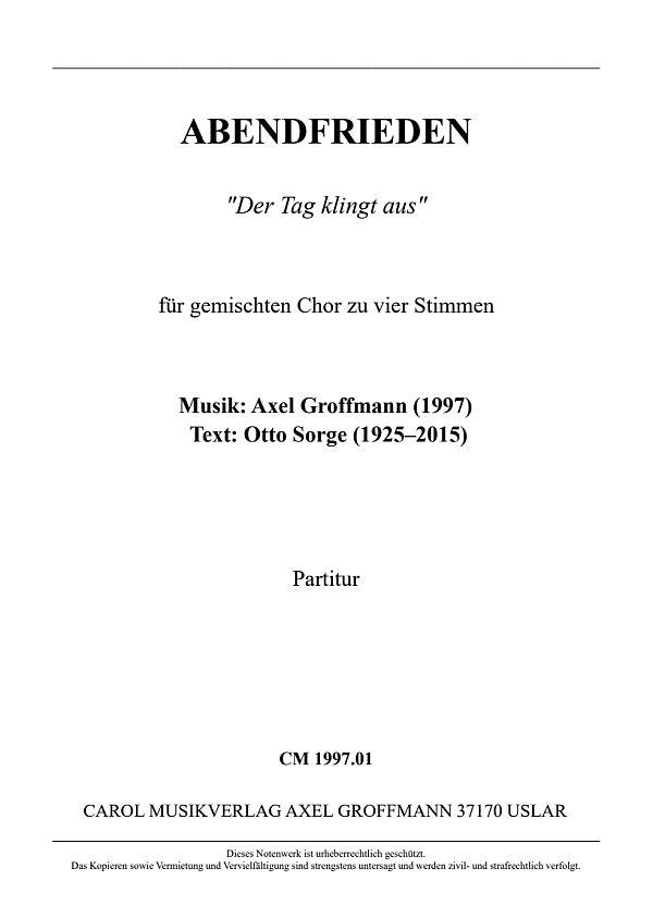 Abendfrieden "Der Tag klingt aus"