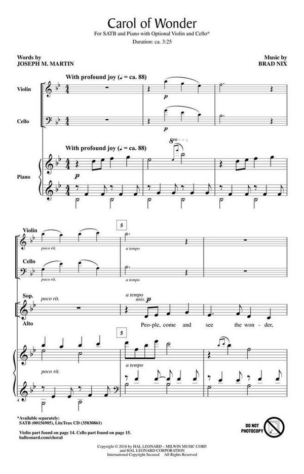 Brad Nix, Carol of Wonder