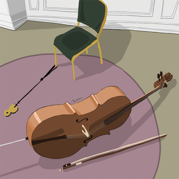 Practice Room Postcard Cello