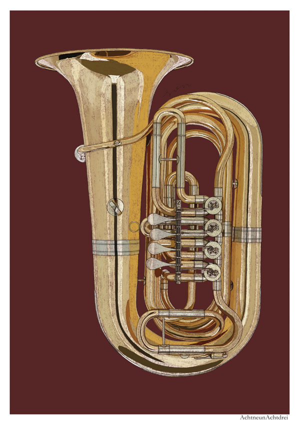 Illustrated Postcard Tuba