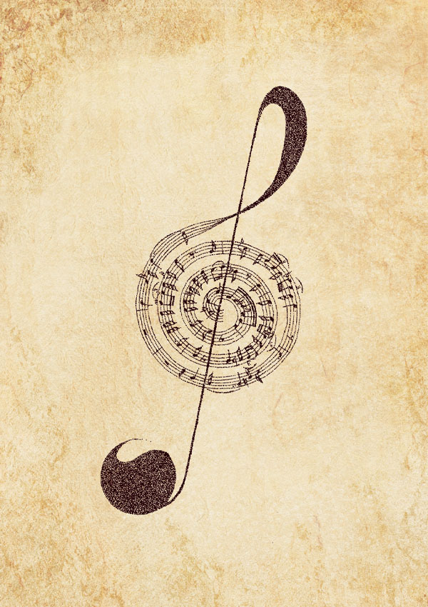 Pointillism Postcard G-Schlüssel