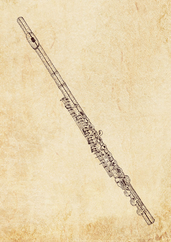 Pointillism Postcard Flöte
