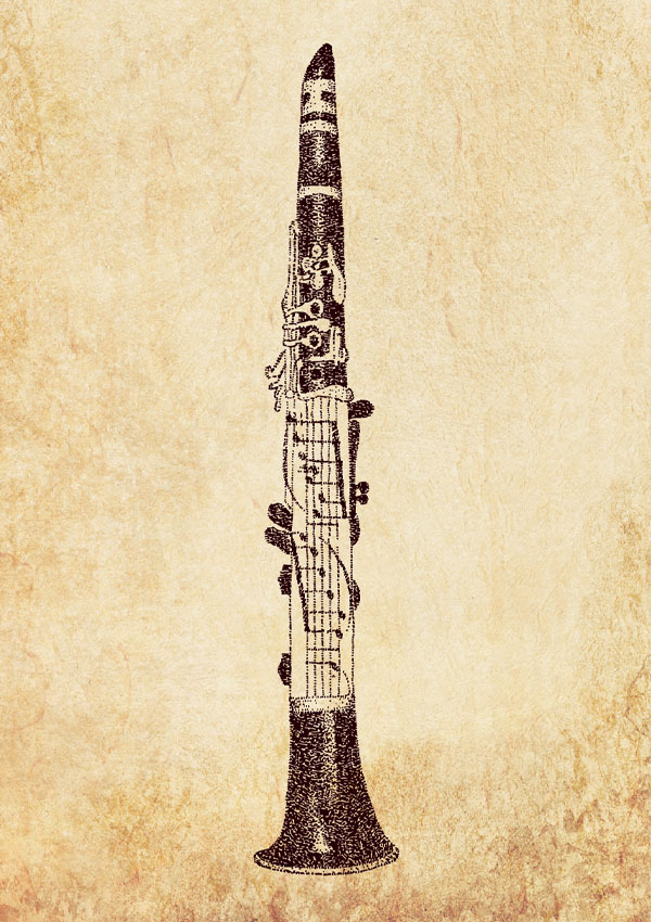 Pointillism Postcard Klarinette