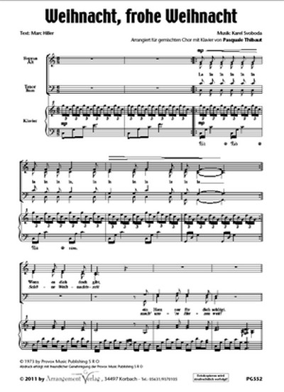 Karel Svoboda, Marc Hiller Weihnacht, frohe Weihnacht (dreistimmig)