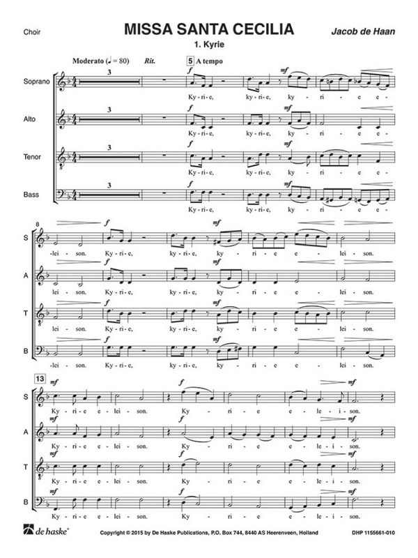 Jacob de Haan Missa Santa Cecilia